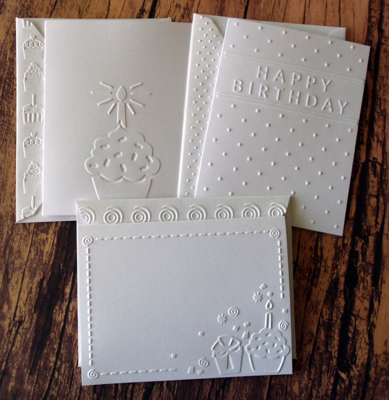 Birthday Card Set of 14, Assorted White Embossed Birthday Cards, Assorted Birthday Cards, Birthday Greeting Cards, Birthday Variety Pack image 4