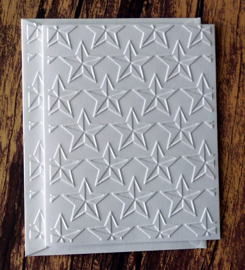 Military Card White Embossed Star Note Cards 4th of July Cards Set of 5 Greeting Cards Soldier Gift Independence Day Cards Star Cards