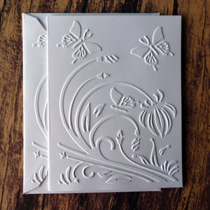 Butterfly Cards, Set of 5, Embossed Butterflies on Flower Note Cards ...