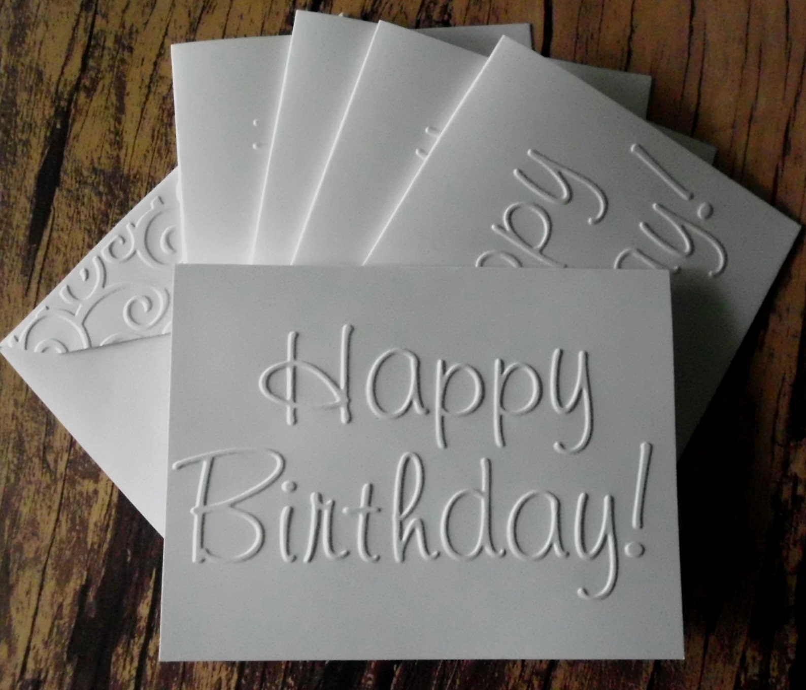 Birthday Cards Set of 5 White Embossed Birthday Card Set | Etsy