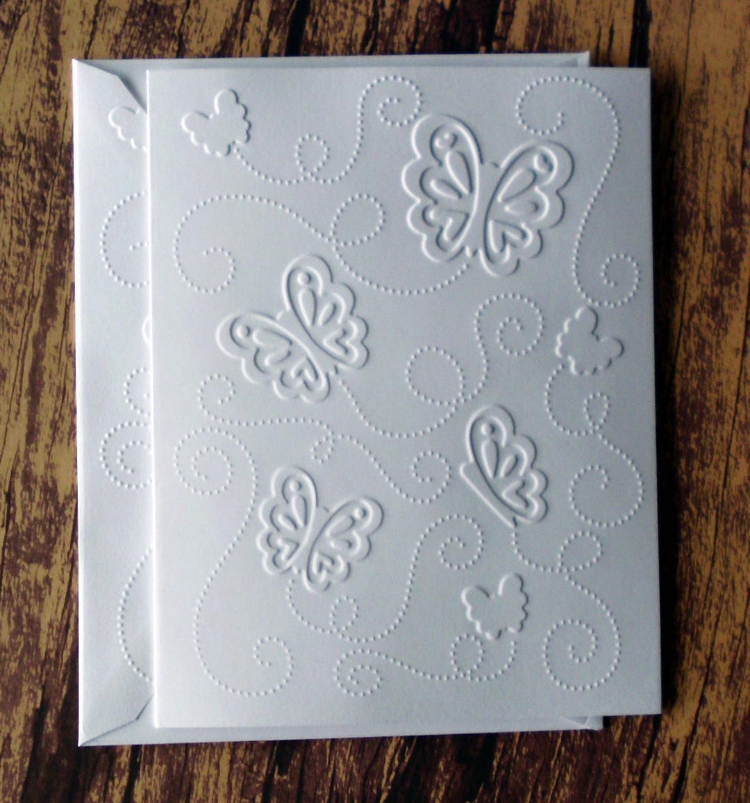 Butterfly Cards, Set of 5, White Embossed Butterfly Note Cards, Blank ...