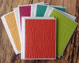 Birthday Card Assortment, Set of 5, Variety Pack, Embossed Birthday Cards for Kids, Adults, Children, Bright Colored Birthday Greeting Cards