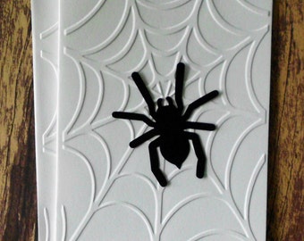 Spider Web Cards, Set of 5, Embossed Halloween Cards, Note Cards, Black Tarantula Cards, Spider Web Greeting Cards, Gift for Spider Lover