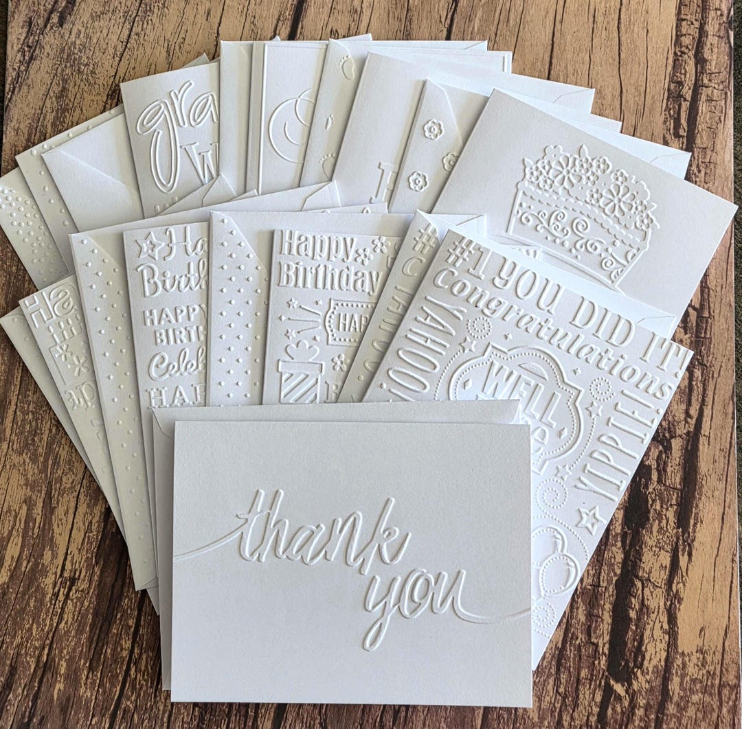 10 All Occasion Cards, Embossed Handmade Greeting Card Assortment - Etsy
