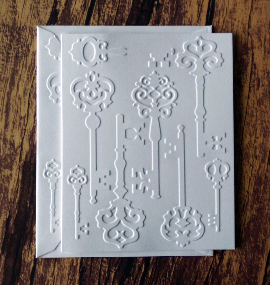 Antique Key Cards, Set of 5, Real Estate Agent Cards, Blank Embossed ...