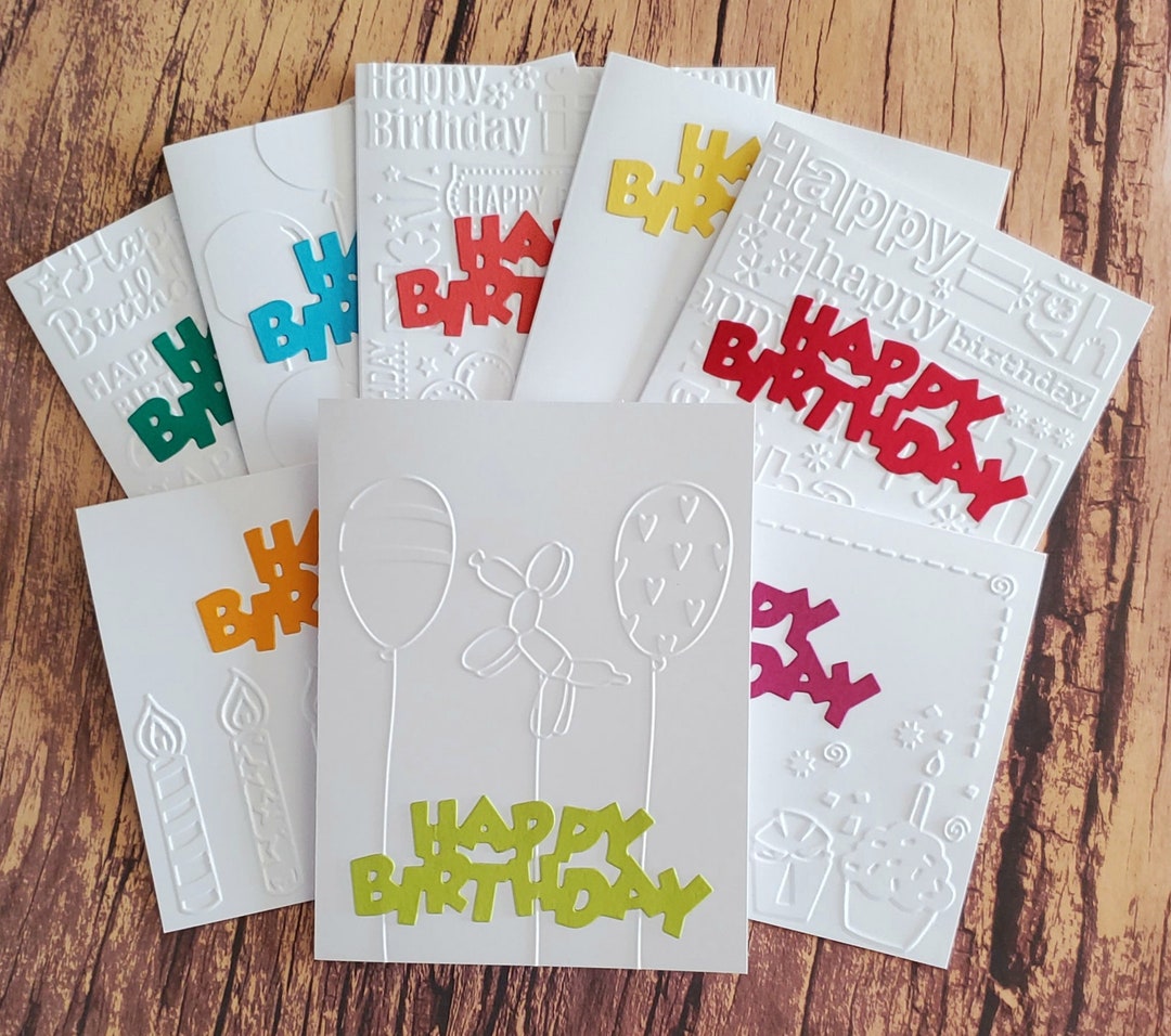 Assorted Birthday Cards, Set of 8, Embossed Greeting Cards, Unisex Note ...