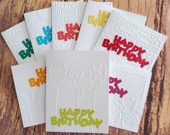 Assorted Birthday Cards, Set of 8, Embossed Greeting Cards, Unisex Note Cards, Variety Pack of Birthday Cards for Him, Her, Kids, Children