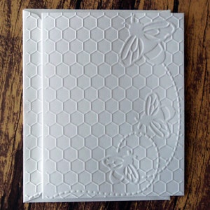 Honeycomb with Bee Cards, Set of 5, Embossed Note Card Set, Honeycomb Cards, Bee Cards, Greeting Cards, Stationery Set, Beehive Card Set