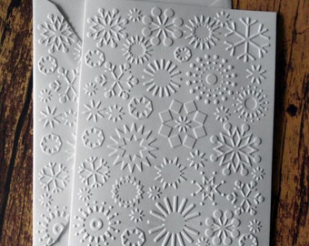 10 Embossed Snowflake Cards, Winter Stationery, White Embossed Christmas Card Set, Snowflake Note Cards, Snowflake Stationery, Winter Cards