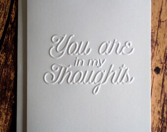 You Are In My Thoughts Cards, Set of 5, Sympathy Cards, White Embossed Greeting Card, Thinking of You Cards, Note Cards, Stationery
