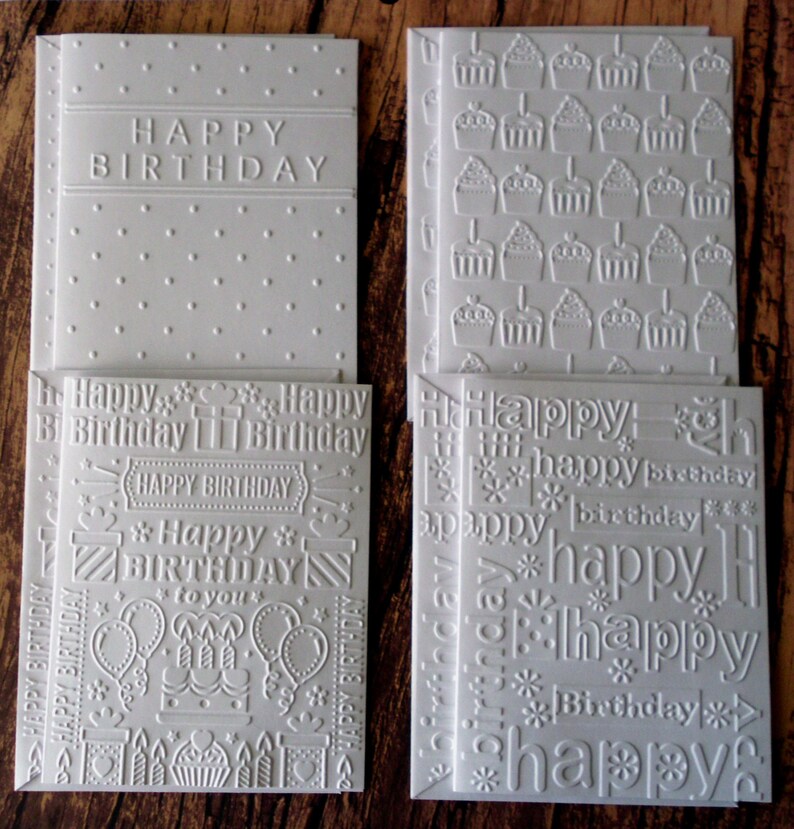 Assorted Cards, Set of 12, Embossed Greeting Card Set, Birthday Cards ...