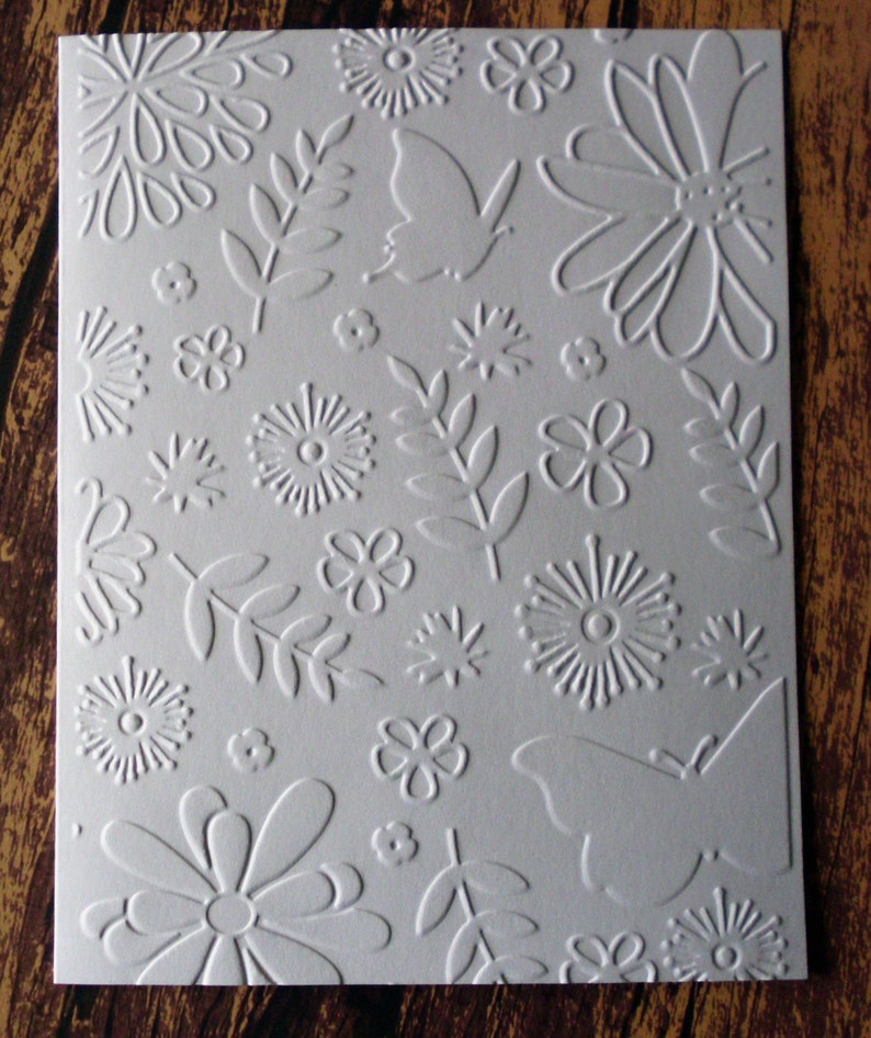 Embossed Butterfly Cards, Set of 5, Flower Note Cards, Greeting Cards ...