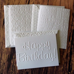 Birthday Card Set of 14, Assorted White Embossed Birthday Cards, Assorted Birthday Cards, Birthday Greeting Cards, Birthday Variety Pack image 5