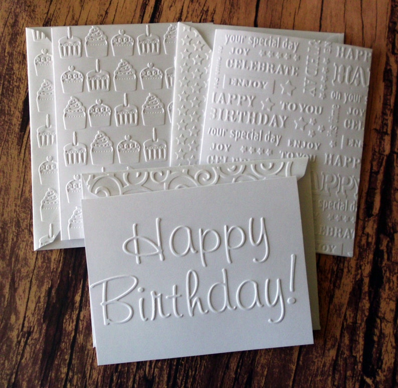 Birthday Card Set of 14, Assorted White Embossed Birthday Cards, Assorted Birthday Cards, Birthday Greeting Cards, Birthday Variety Pack image 5