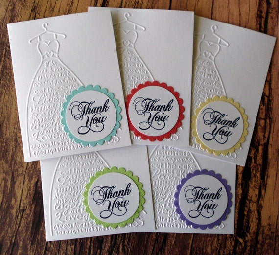 Items similar to Wedding Thank You Cards, Set of 10, Embossed White
