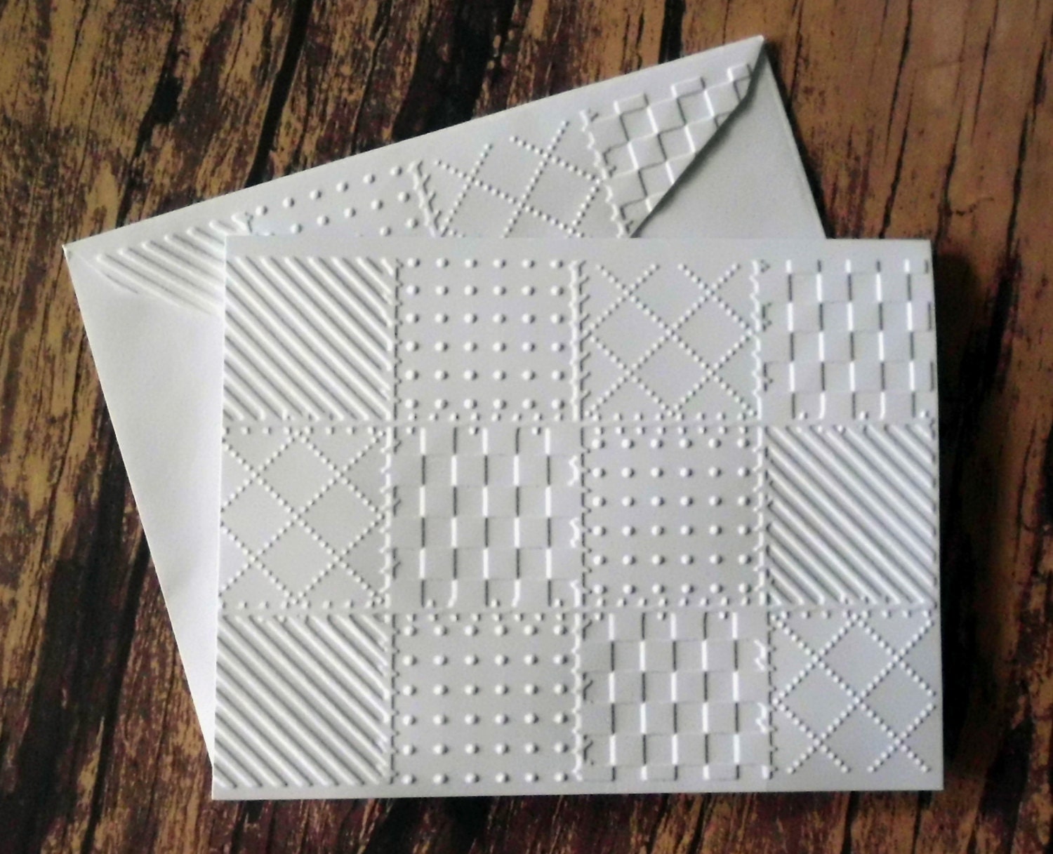 Embossed Quilt Cards Set of 5 White Embossed Quilt Note Etsy