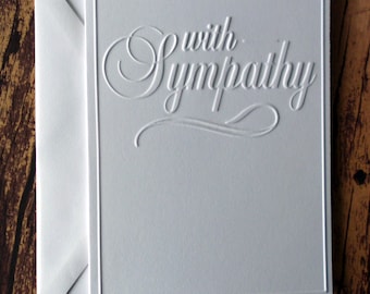 With Sympathy Cards, Set of 5, White Embossed Sympathy Greeting Cards for Him, Her, Sympathy Note Cards for Men, Women, Pet Sympathy Cards