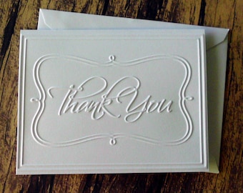 Thank You Card Set of 5, Wedding Thank You Cards, Graduation Thank You Cards, Blank Thank You Note Cards, Embossed Christmas Thank You Cards