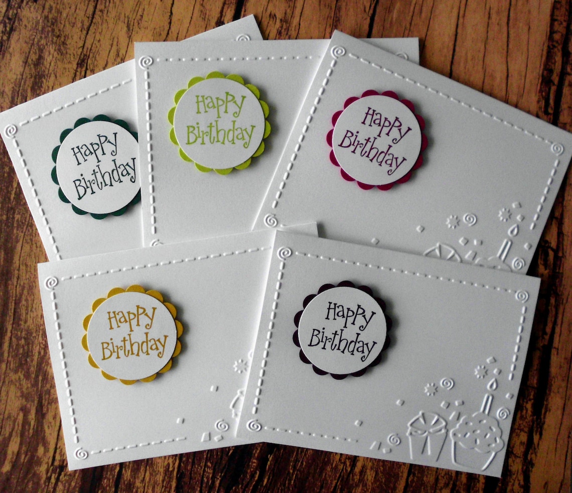 Birthday Cards Set of 5 Embossed Cupcake Birthday Cards Etsy