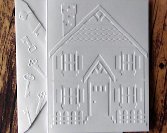 House Cards, Set of 5, We've Moved Cards, New Home Cards, Hospitality Gift, Real Estate Agent Thank You Cards, Embossed Cards, Stationery