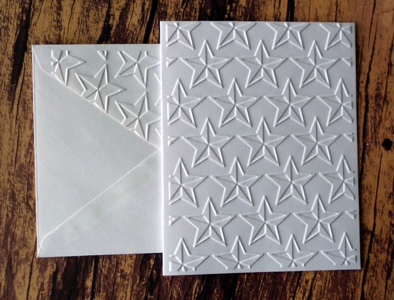 Military Card White Embossed Star Note Cards 4th of July Cards Set of 5 Greeting Cards Soldier Gift Independence Day Cards Star Cards