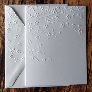 Cherry Blossom Cards, Set of 5, Embossed Note Card Set, Blank Greeting ...