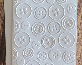 Button Note Cards, Set of 5, Embossed Button Stationery, White Embossed Cards, Greeting Cards, Gift for Seamstress, Sewers, White Buttons