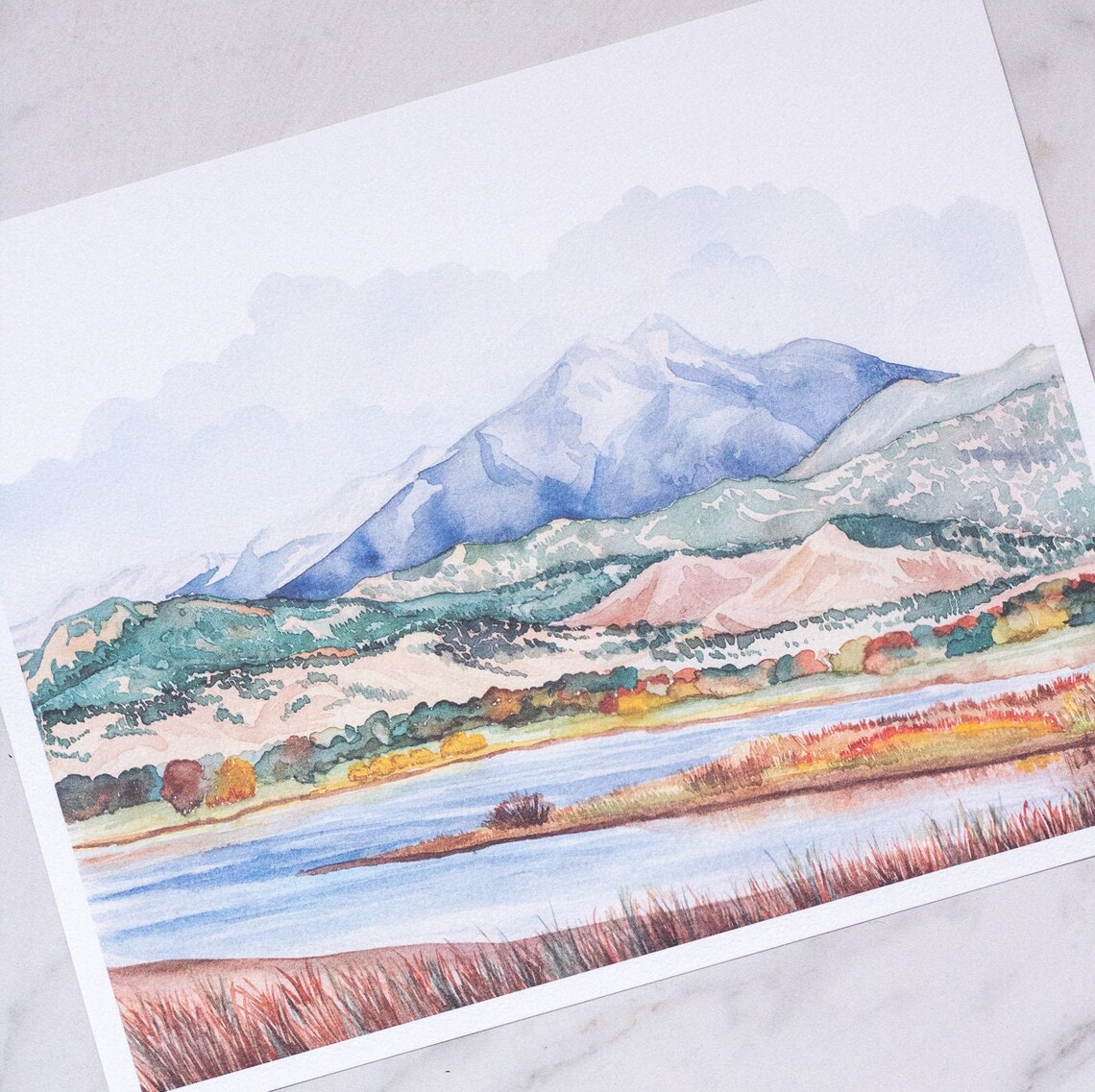 Art Print // Colorado Front Range Longs Peak Watercolor Painting ...