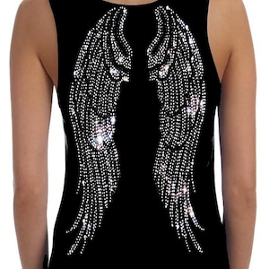 Angel WIngs Rhinestone Summer Womens Bling Tank Womens top Tee shirt