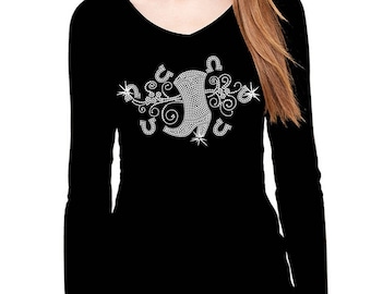 Rhinestone Cowboy Boots V-Neck Tee: Western Bling Shirt