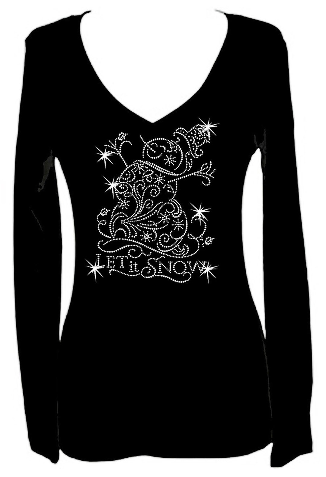 Christmas Lettered Rhinestone Long-sleeved Crew Neck Sweatshirt main image 1