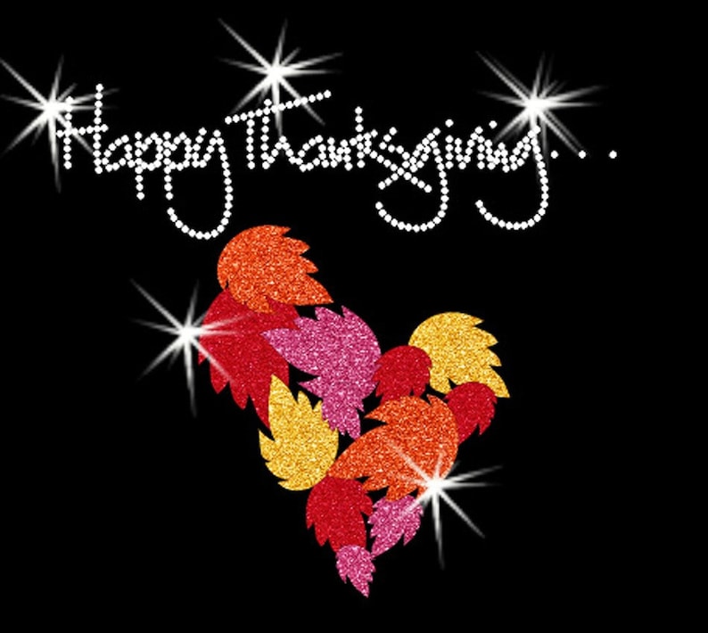 Happy Thanksgiving Angel Wings Holiday Glitter Rhinestone Etsy