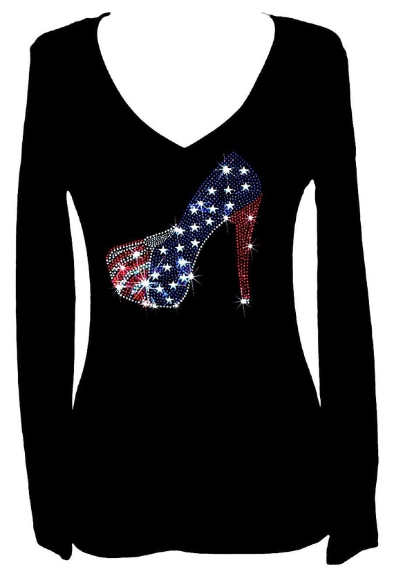 High Heel Shoe Flag Rhinestone Memorial Day Veterans Bling Etsy