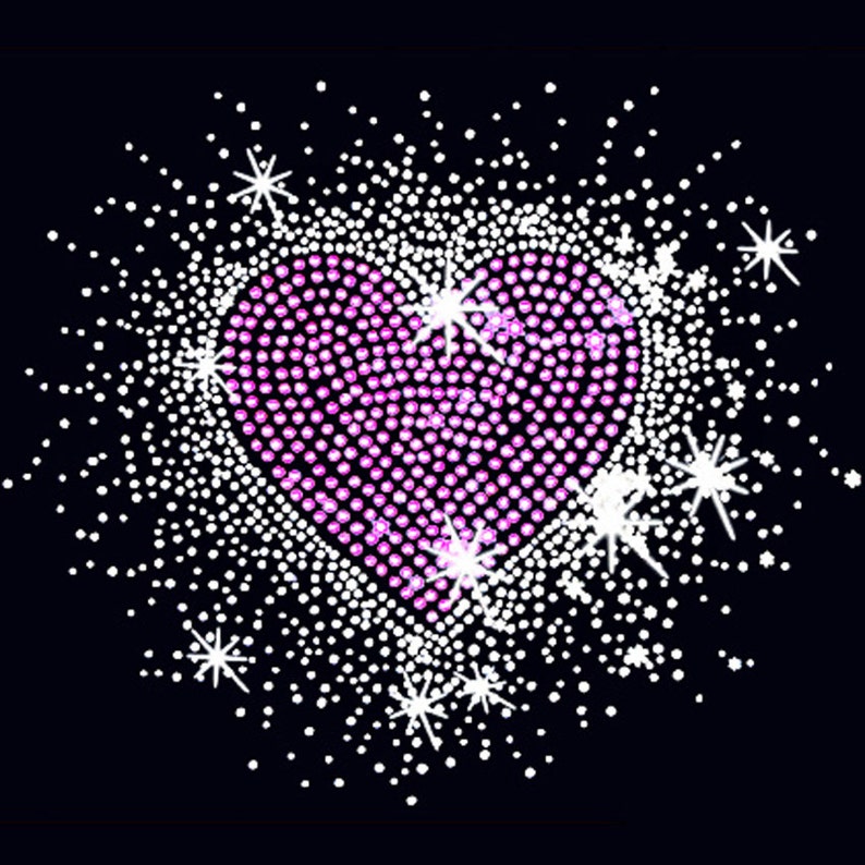 Pink Heart Burst Rhinestone Valentines Love Womens Tank Top Tee Shirt ...