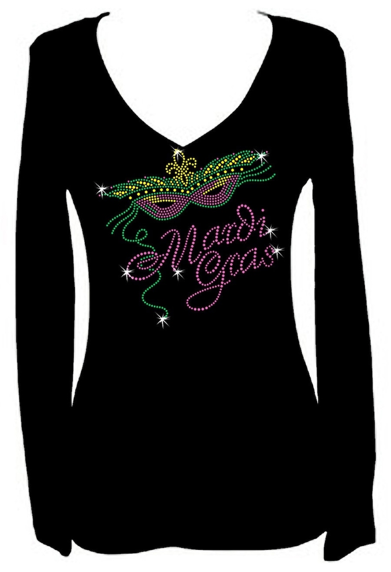 mardi gras rhinestone shirt