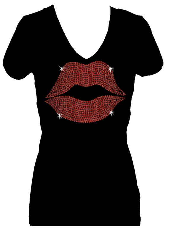 red sequin lips t shirt