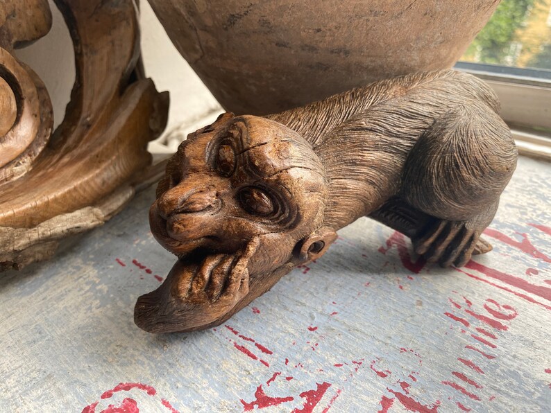 Vintage Chinese Wood Carving Monkey / Vintage Japanese Wood | Etsy