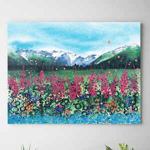 Wildflower Wall Art, Top Selling, Home Decor, Colorful, Art Print, Painting, Alaska, Canvas or Metal, Ready to Hang, Flowers, Landscape
