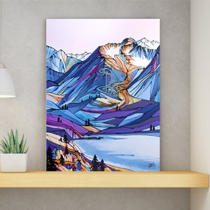Mountain Wall Art, Top Selling, Home Decor, Colorful, Fine Art Print, Painting, Alaska, Canvas or Metal, Ready to Hang, Alyeska, Girdwood
