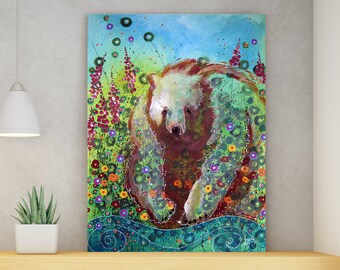 Grizzly Bear, Wildlife Wall Art, Top Selling, Home Decor, Colorful, Art Print, Alaska, Canvas or Metal, Ready to Hang