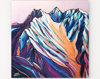 Mountain Wall Art, Top Selling, Home Decor, Colorful, Fine Art Print, Painting, Alaska, Canvas or Metal, Ready to Hang, Girdwood, Glaciers