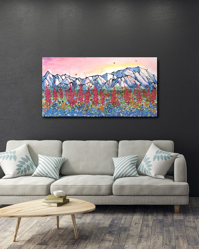 Denali Fireweed Mountain Wall Art Top Selling Home Decor image 1