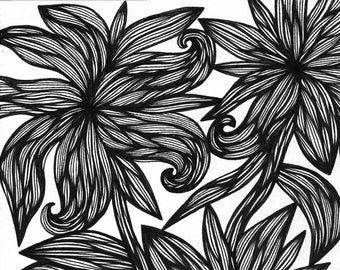 Floral Reverie: A Tapestry of Blooms - Original Art, Drawing, 9"x12", Flower Botanical