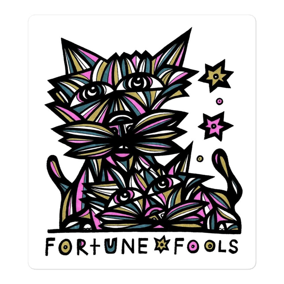 Abstract Cat Vinyl Sticker: Mystical Fortune Feline Art - Etsy