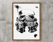 Strom trooper/Darth Vader Wall Art. Star Wars Splash art/Darth Vader Print/Star Wars Printable/ Luke Skywalker art/Men Cave art/Fan art