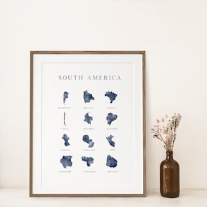 South America INSTANT DOWNLOAD Digital Printable File - Travel Print Travel Wall Art Adventure - Latin America Countries, Backpacking Map