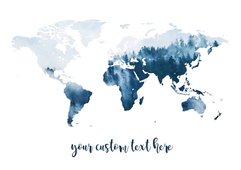 Travel Wall Art World Map Custom Quote Poster Dorm Wall ...