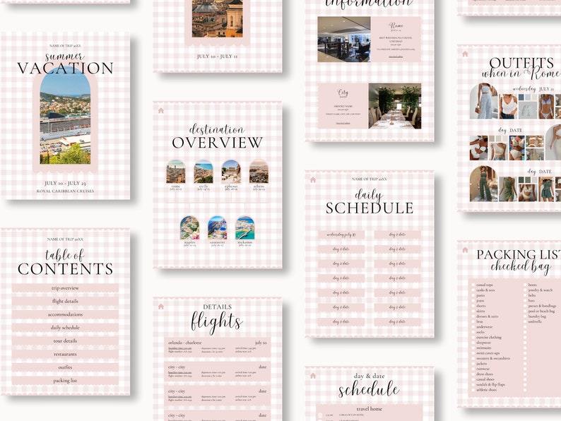 Aesthetic Preppy Travel Itinerary Template | Mobile Travel Planner ...