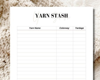 Yarn Stash Printable Notes Page, Minimalist Design, Instant PDF Download