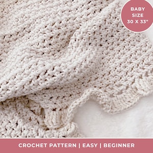 Crochet Baby Blanket Pattern | Chunky Beginner Baby Blanket | Quick Baby Shower Gift | Modern Easy Crochet PDF Pattern